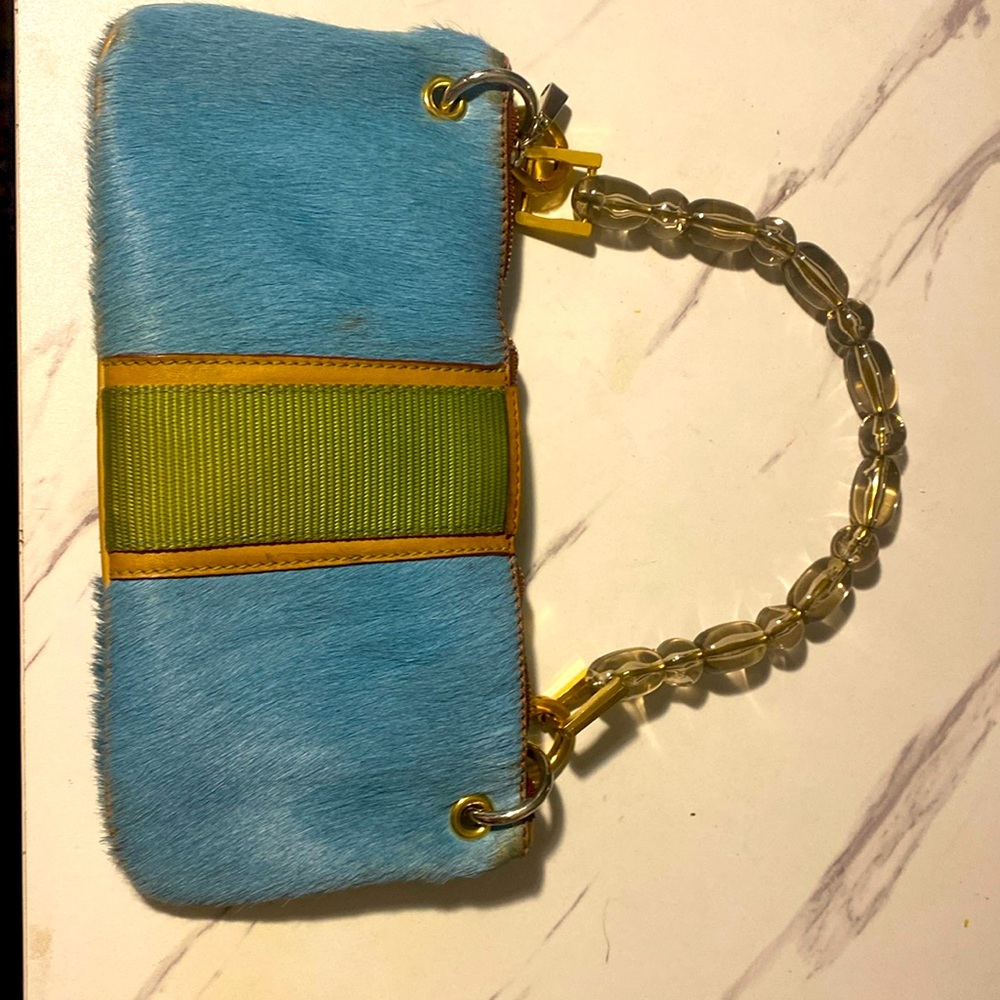 Vintage Real Cowhide, designer, plastic chunky Handel card department’s bag.